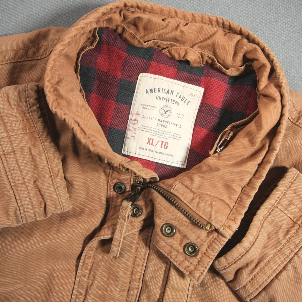 VTG American Eagle Canvas Flannel Lined Work Men Jacket XL Trucker Surf Skate